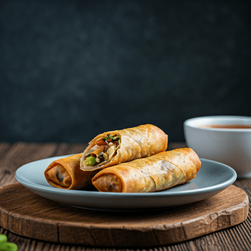 Crispy golden rolls filled with savory chicken or fresh vegetables