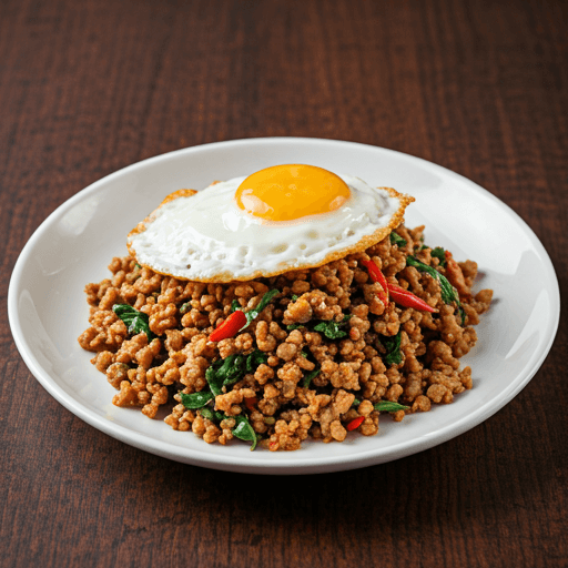 Fragrant fried rice with fresh basil, mixed vegetables, and a touch of spice