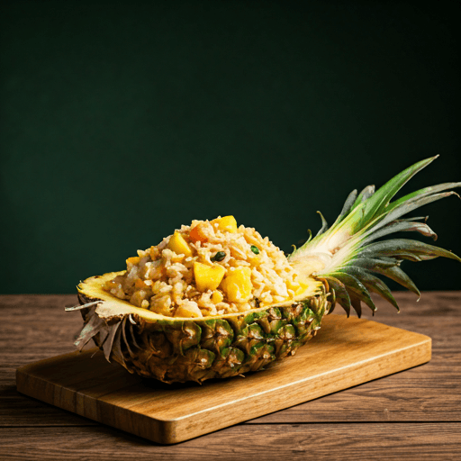 Sweet and savory fried rice with juicy pineapple, roasted cashews, and crispy onions