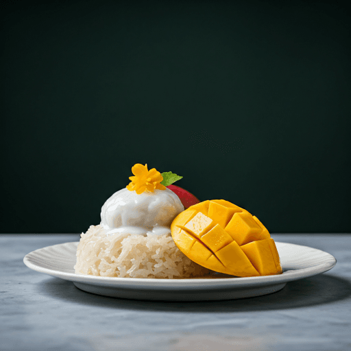 Sweet sticky rice with fresh mango and coconut cream (when in season)